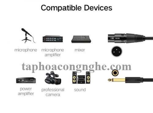 Ugreen 20723 10M màu Đen Cáp âm thanh 6.5mm sang Canon âm AV131 30020723